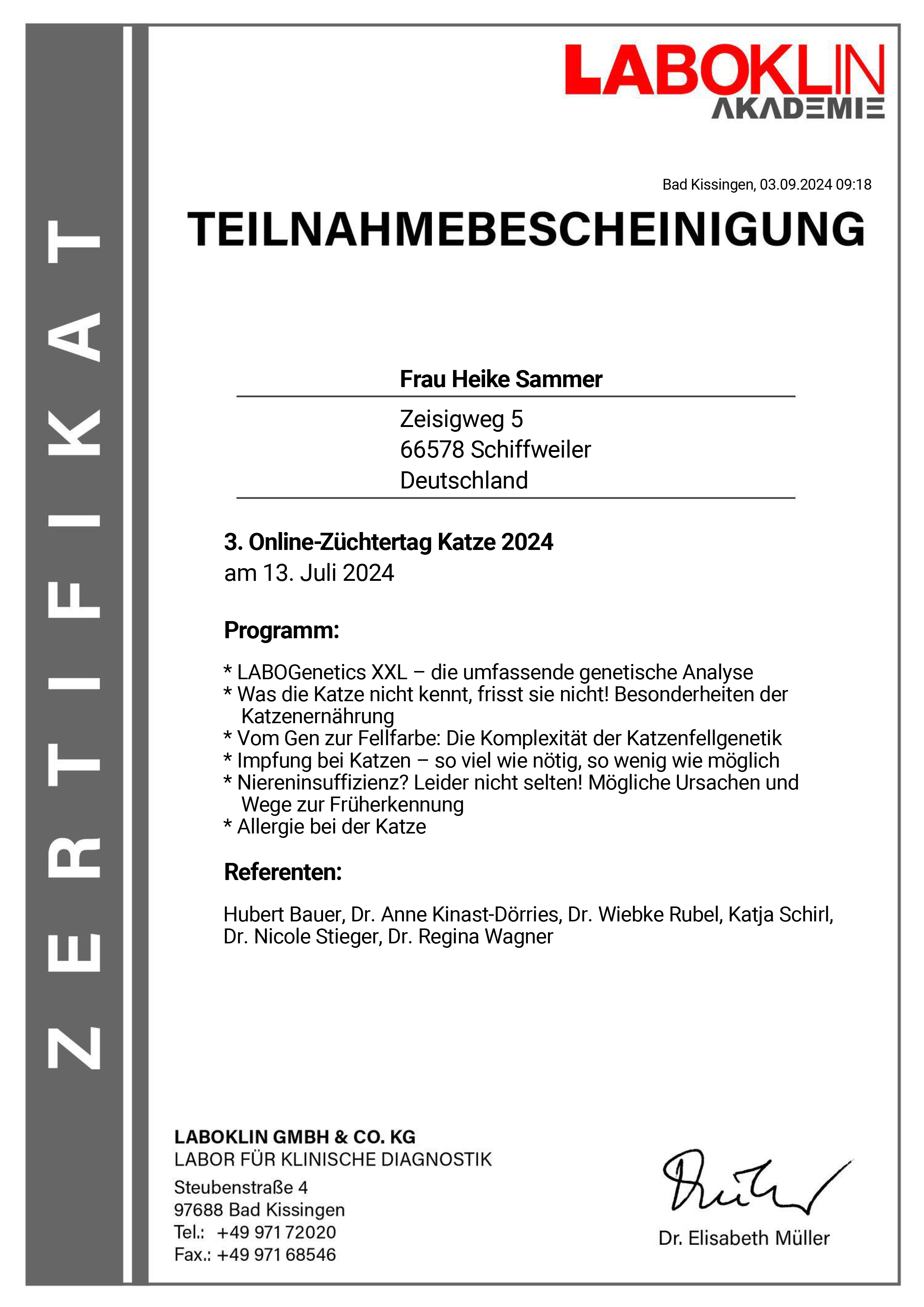 Katzenzüchtertag von Laboklin