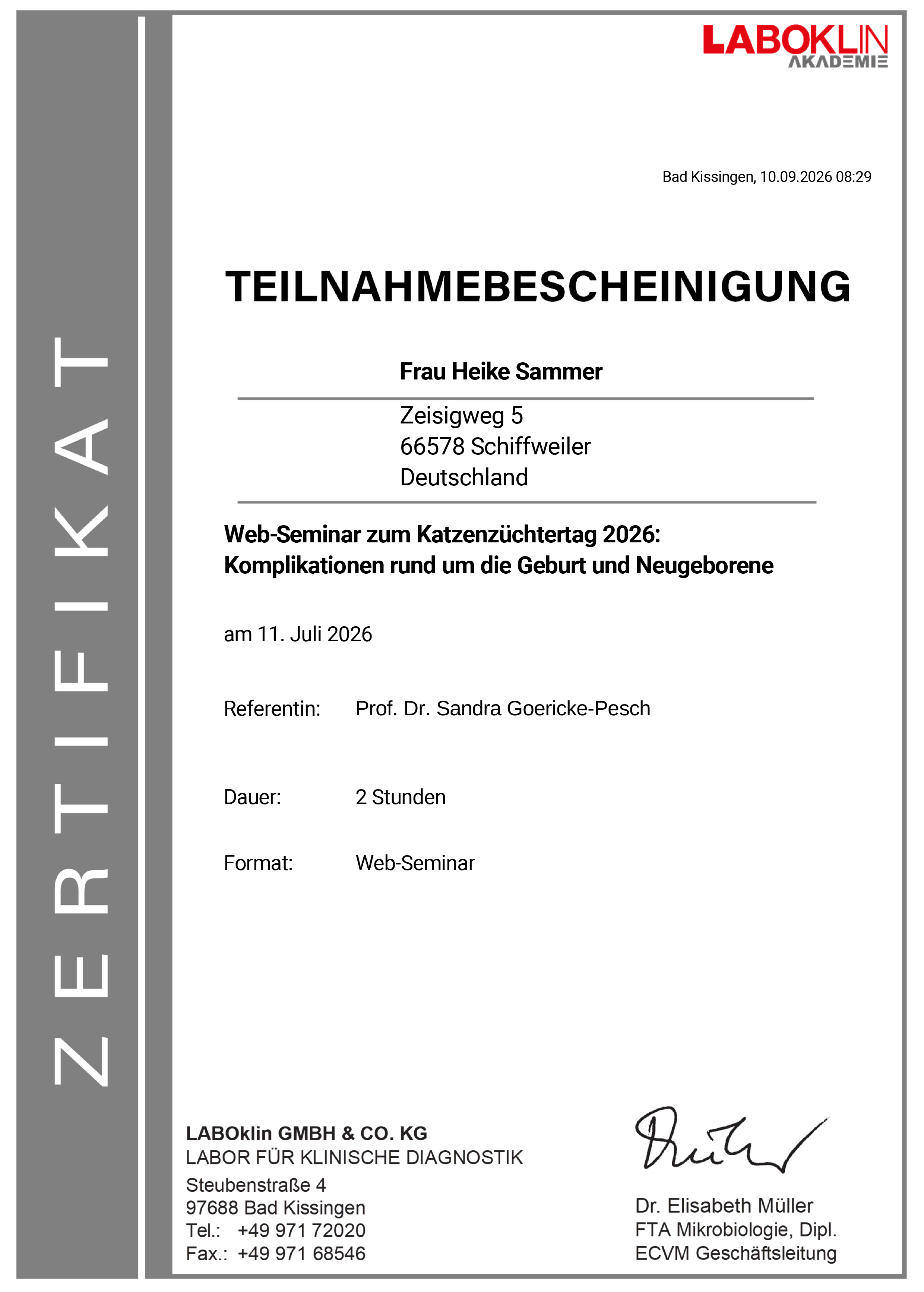 5. Onlinezüchtertag Laboclin Geburtskomplikationen 5. Onlinezüchtertag Laboclin Geburtskomplikationen